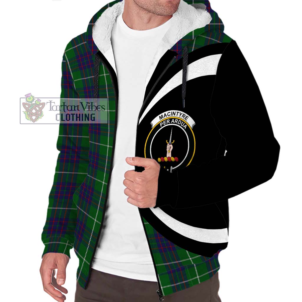 MacIntyre Hunting Tartan Sherpa Hoodie with Family Crest Circle Style Unisex S - Tartan Vibes Clothing