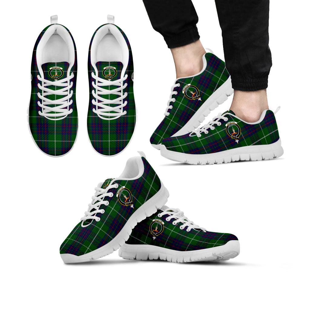 MacIntyre Hunting Tartan Sneakers with Family Crest Kid's Sneakers - Tartan Vibes Clothing