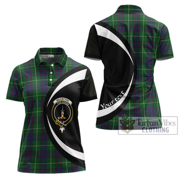 MacIntyre Hunting Tartan Women's Polo Shirt with Family Crest Circle Style
