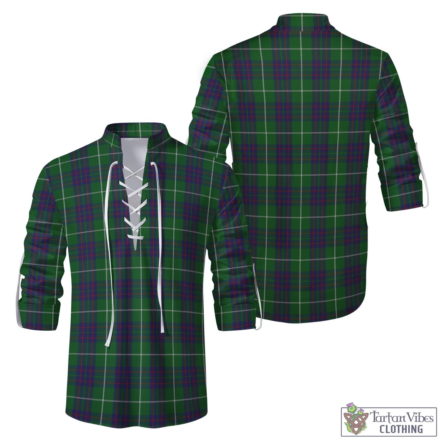 Tartan Vibes Clothing MacIntyre Hunting Tartan Men's Scottish Traditional Jacobite Ghillie Kilt Shirt