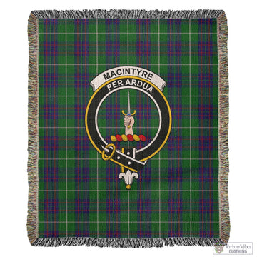 MacIntyre Hunting Tartan Woven Blanket with Family Crest