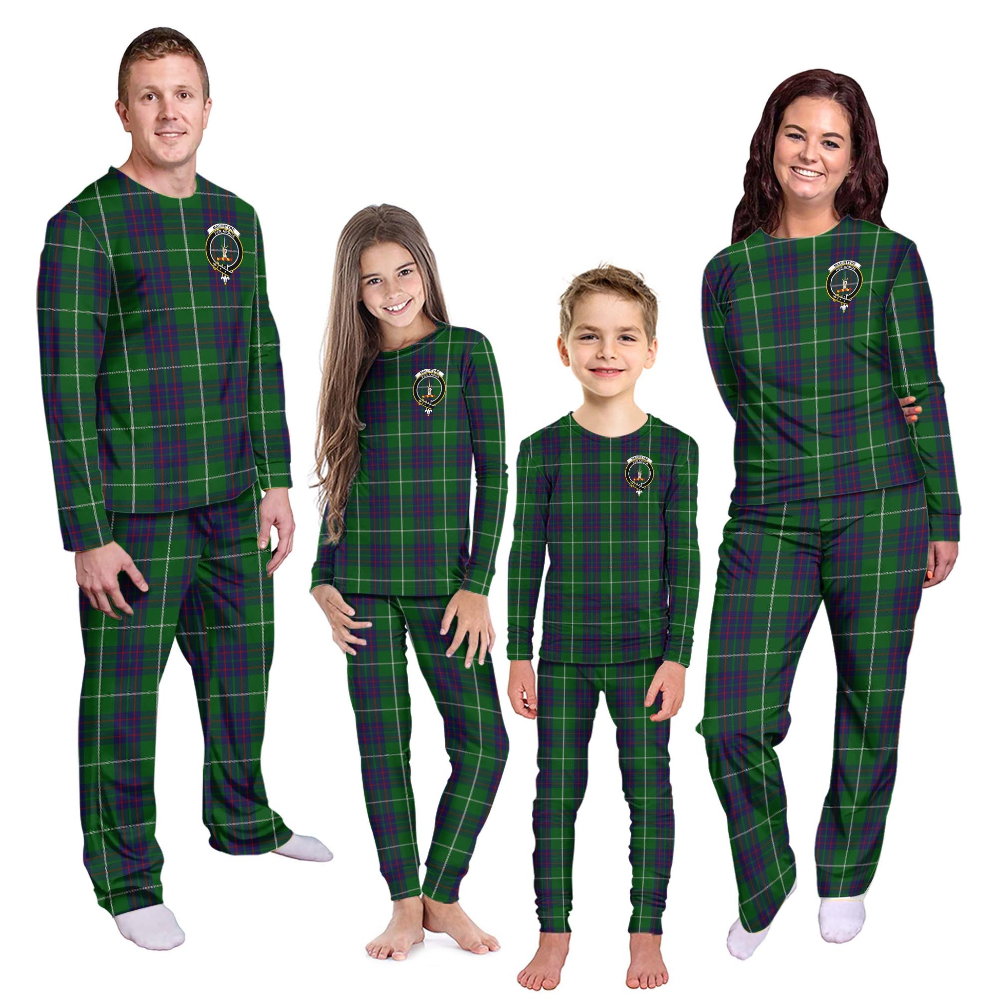 MacIntyre Hunting Tartan Pajamas Family Set with Family Crest - Tartanvibesclothing