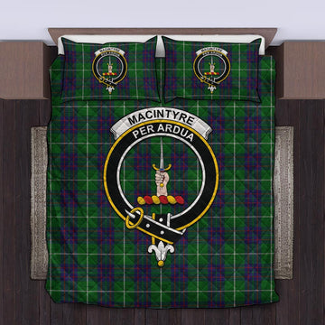 MacIntyre Hunting Tartan Quilt Bed Set with Family Crest