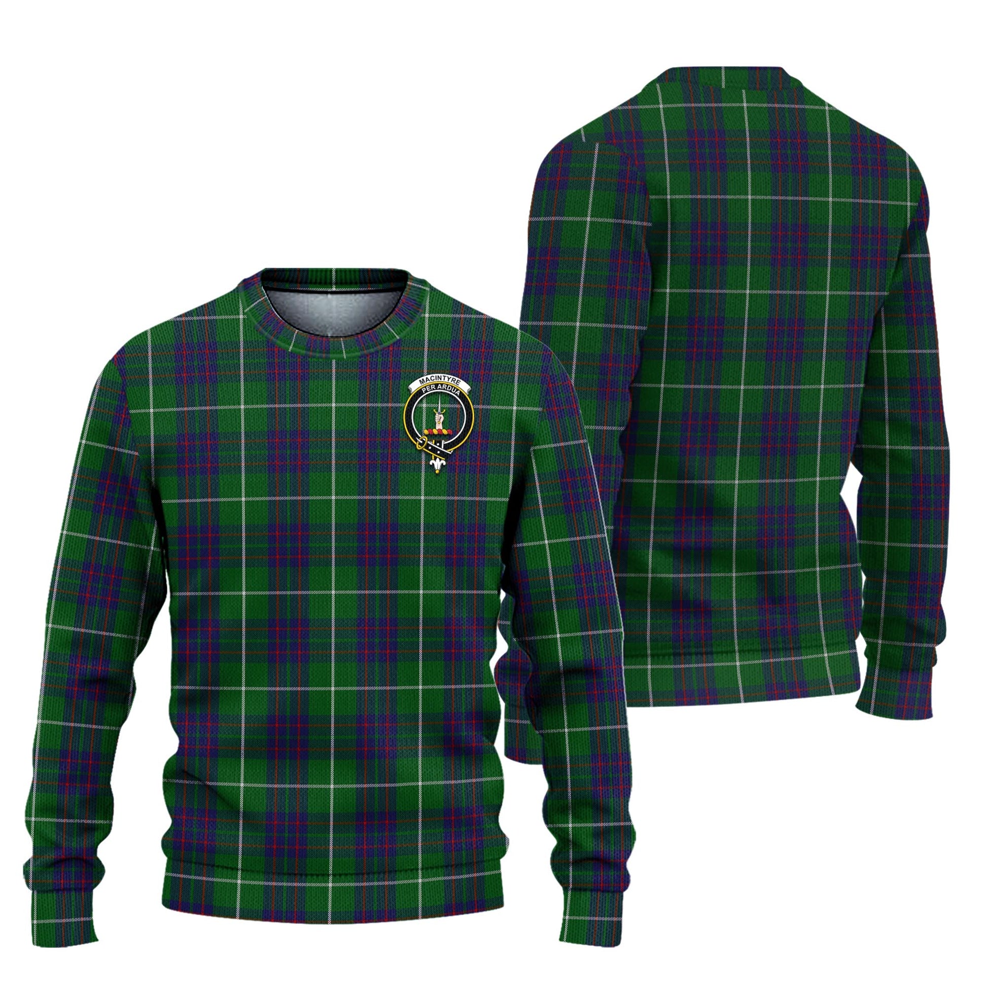 MacIntyre Hunting Tartan Knitted Sweater with Family Crest Unisex - Tartanvibesclothing