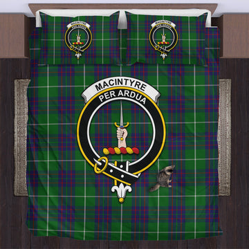 MacIntyre Hunting Tartan Bedding Set with Family Crest