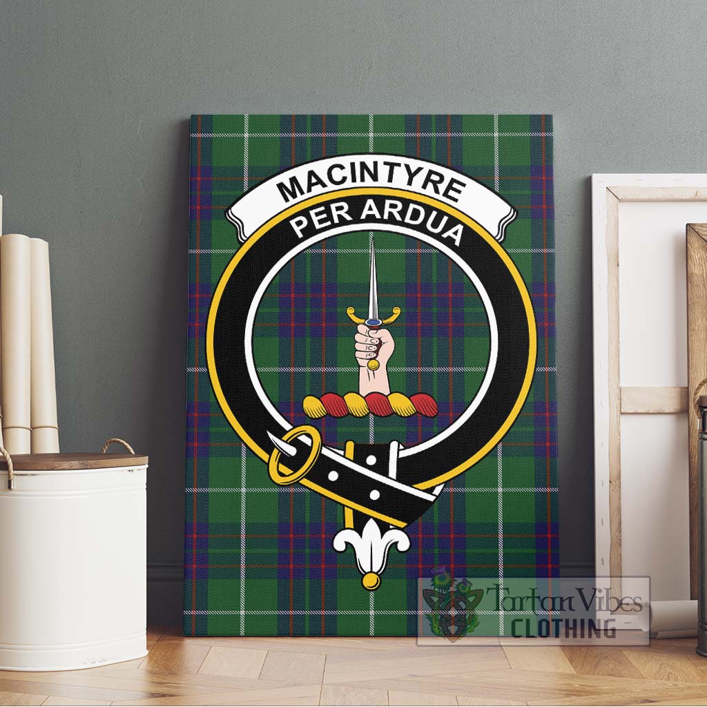 Tartan Vibes Clothing MacIntyre Hunting Tartan Canvas Print Wall Art with Family Crest