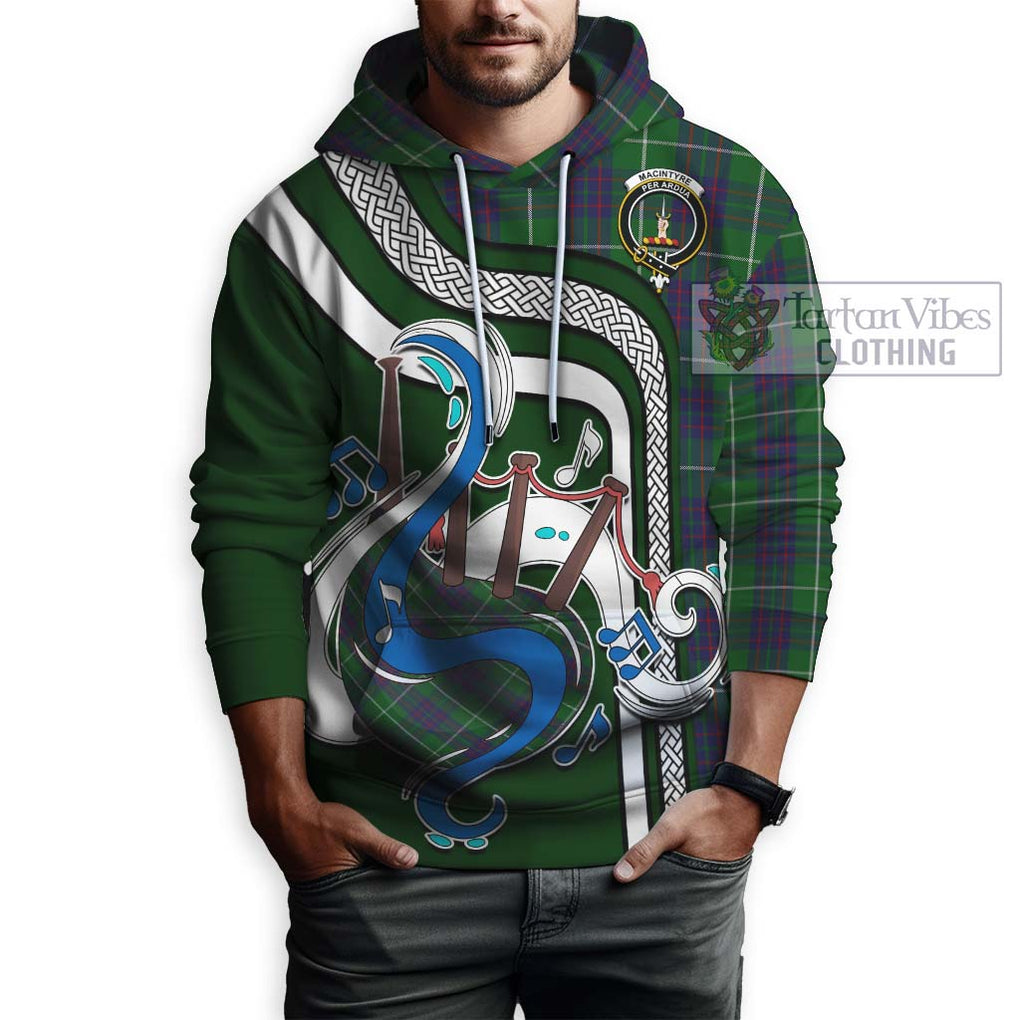 MacIntyre Hunting Tartan Hoodie with Epic Bagpipe Style Zip Hoodie - Tartanvibesclothing Shop