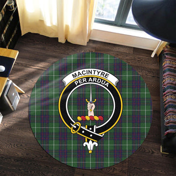 MacIntyre Hunting Tartan Round Rug with Family Crest