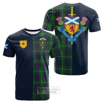 MacIntyre Hunting Tartan Cotton T-shirt Alba with Scottish Lion Royal Arm Half Style