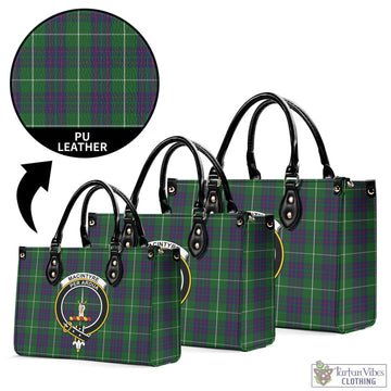 MacIntyre Hunting Tartan Luxury Leather Handbags with Family Crest