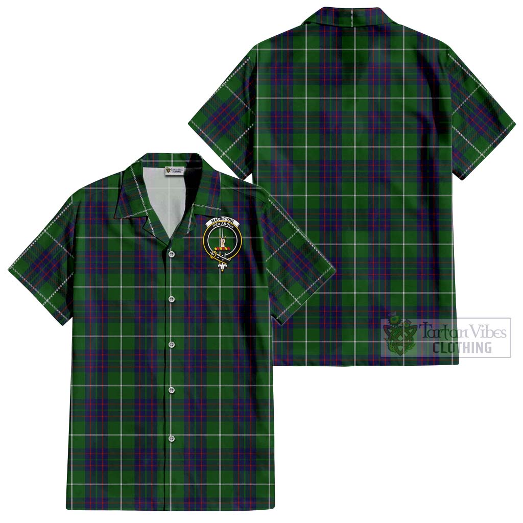 Tartan Vibes Clothing MacIntyre Hunting Tartan Cotton Hawaiian Shirt with Family Crest