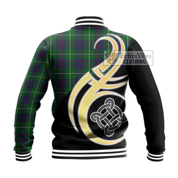 MacIntyre Hunting Tartan Baseball Jacket with Family Crest and Celtic Symbol Style