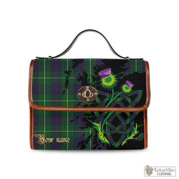 MacIntyre Hunting Tartan Waterproof Canvas Bag with Scotland Map and Thistle Celtic Accents