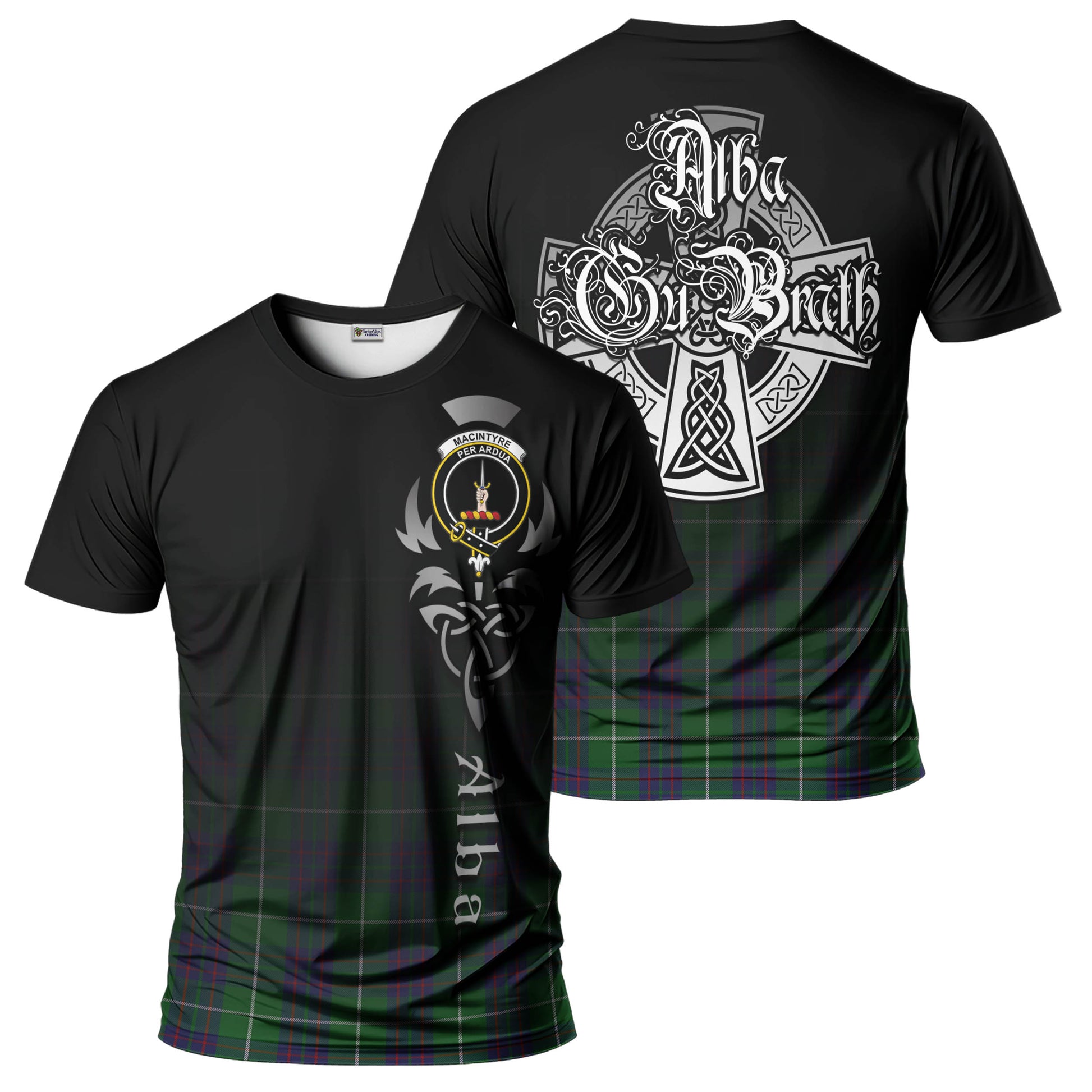 Tartan Vibes Clothing MacIntyre Hunting Tartan T-Shirt Featuring Alba Gu Brath Family Crest Celtic Inspired