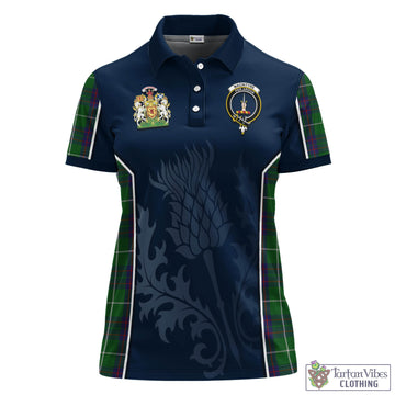 MacIntyre Hunting Tartan Women's Polo Shirt with Family Crest and Scottish Thistle Vibes Sport Style