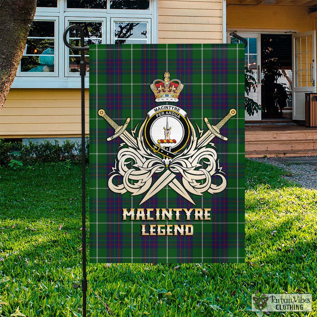 Tartan Vibes Clothing MacIntyre Hunting Tartan Flag with Clan Crest and the Golden Sword of Courageous Legacy