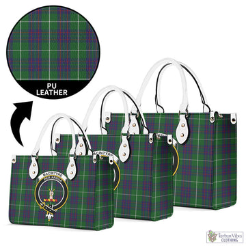 MacIntyre Hunting Tartan Luxury Leather Handbags with Family Crest