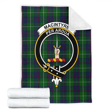 MacIntyre Hunting Tartan Blanket with Family Crest