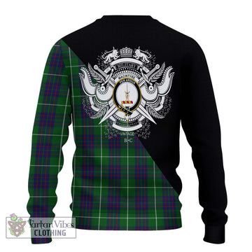 MacIntyre Hunting Tartan Ugly Sweater with Family Crest and Military Logo Style