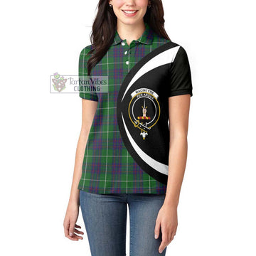 MacIntyre Hunting Tartan Women's Polo Shirt with Family Crest Circle Style