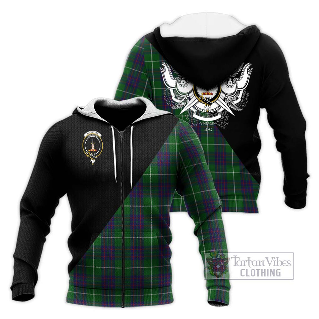 MacIntyre Hunting Tartan Knitted Hoodie with Family Crest and Military Logo Style Unisex Knitted Zip Hoodie - Tartanvibesclothing Shop