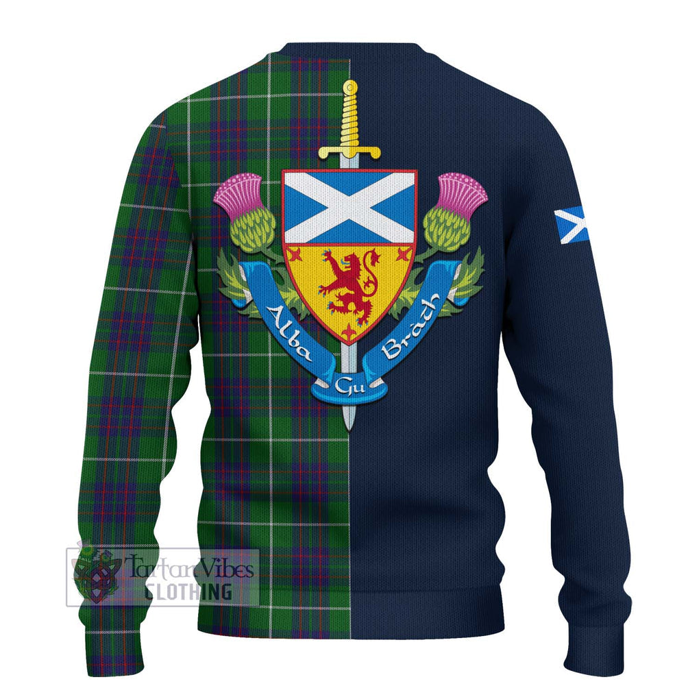 Tartan Vibes Clothing MacIntyre Hunting Tartan Knitted Sweater with Scottish Lion Royal Arm Half Style