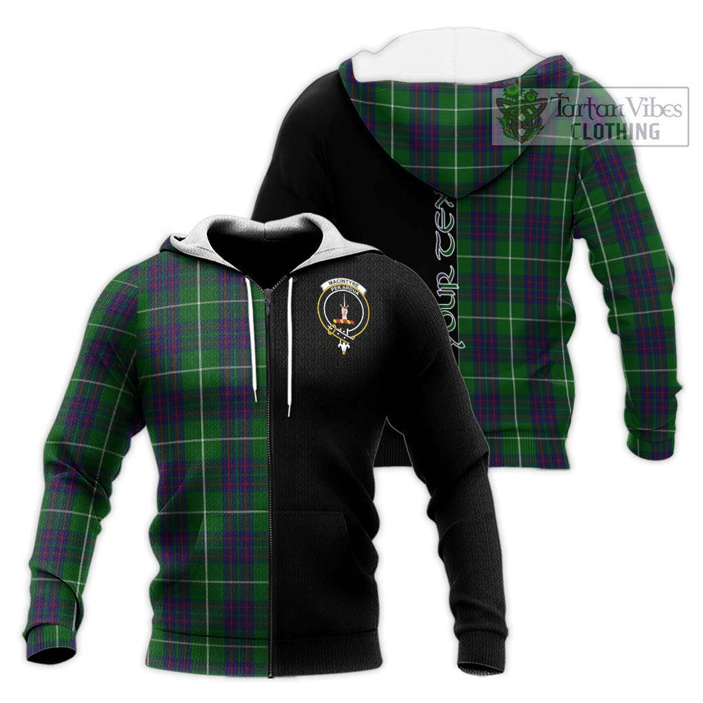 MacIntyre Hunting Tartan Knitted Hoodie with Family Crest and Half Of Me Style Unisex Knitted Zip Hoodie - Tartanvibesclothing Shop