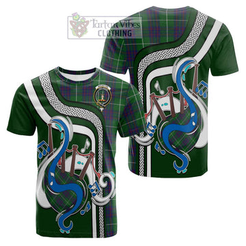 MacIntyre Hunting Tartan Cotton T-shirt with Epic Bagpipe Style