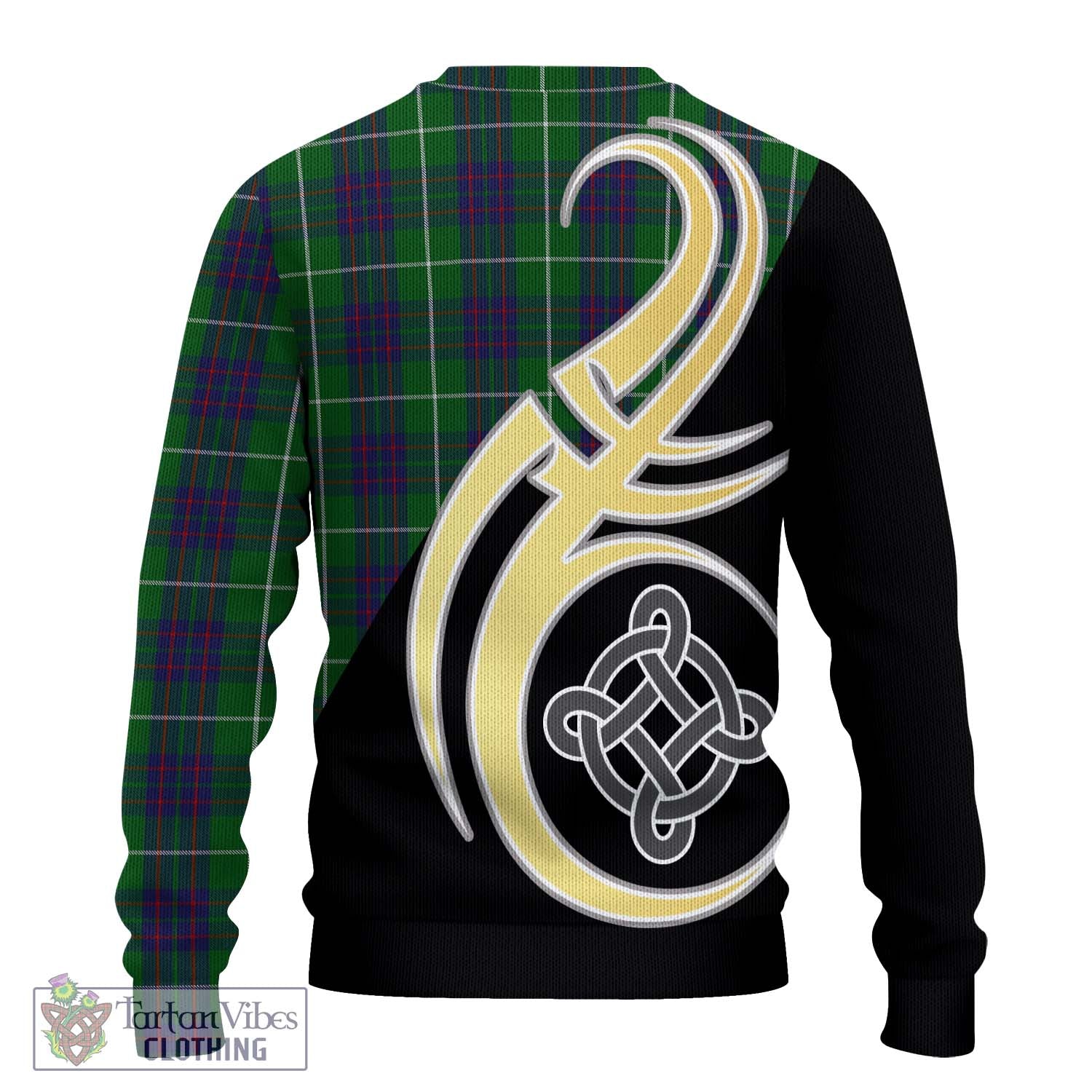 MacIntyre Hunting Tartan Knitted Sweater with Family Crest and Celtic Symbol Style - Tartan Vibes Clothing