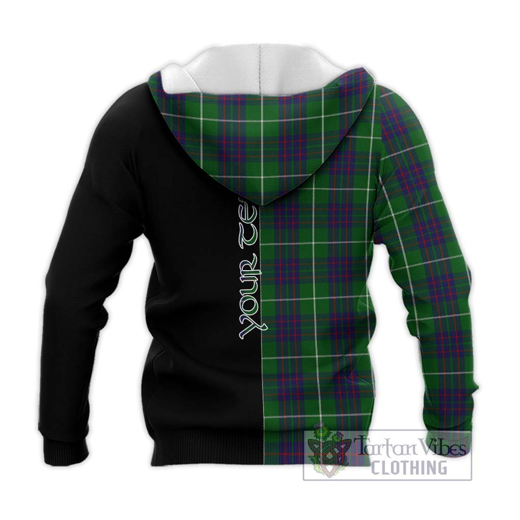 MacIntyre Hunting Tartan Knitted Hoodie with Family Crest and Half Of Me Style - Tartanvibesclothing Shop