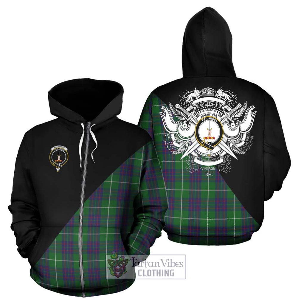 MacIntyre Hunting Tartan Hoodie with Family Crest and Military Logo Style - Tartanvibesclothing Shop