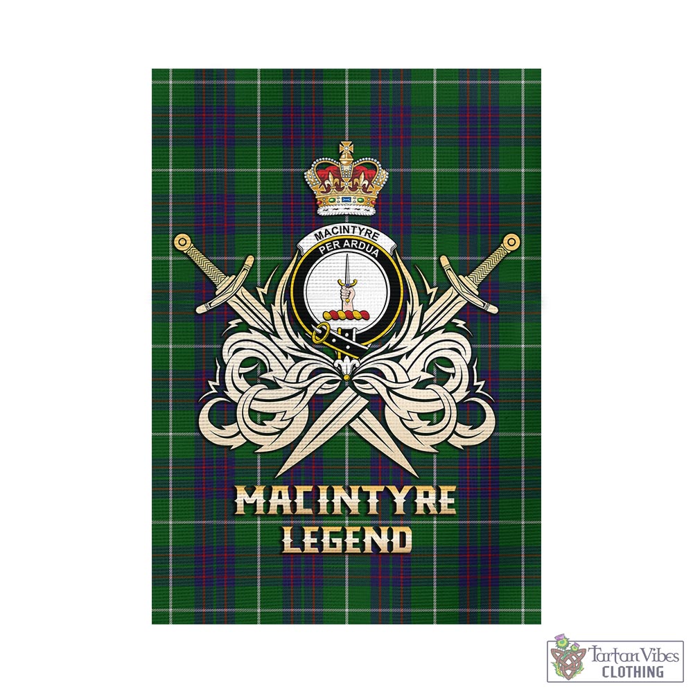 Tartan Vibes Clothing MacIntyre Hunting Tartan Flag with Clan Crest and the Golden Sword of Courageous Legacy