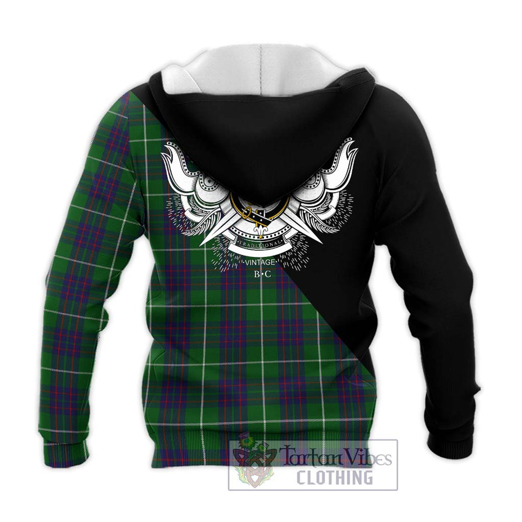 MacIntyre Hunting Tartan Knitted Hoodie with Family Crest and Military Logo Style - Tartanvibesclothing Shop