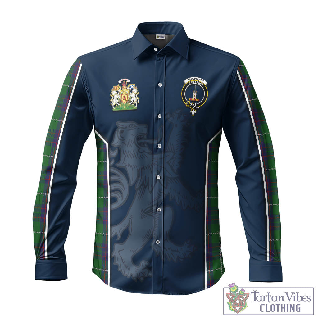 Tartan Vibes Clothing MacIntyre Hunting Tartan Long Sleeve Button Up Shirt with Family Crest and Lion Rampant Vibes Sport Style