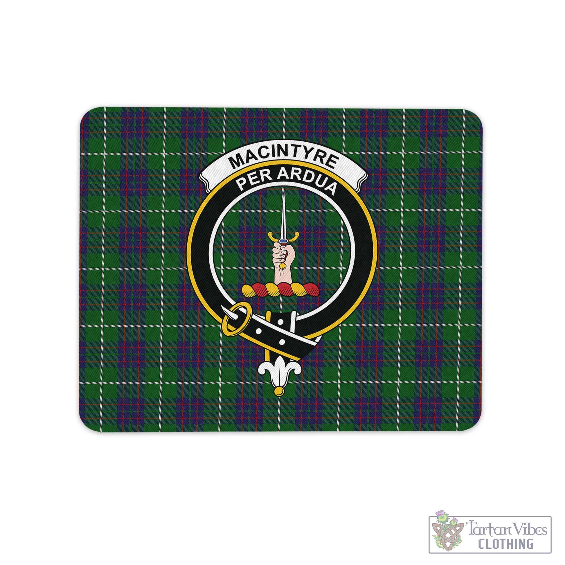 Tartan Vibes Clothing MacIntyre Hunting Tartan Mouse Pad with Family Crest