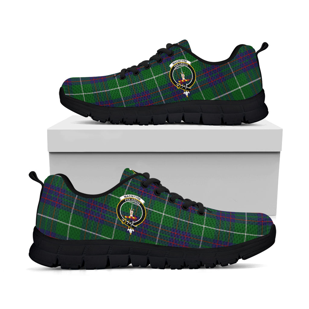 MacIntyre Hunting Tartan Sneakers with Family Crest - Tartan Vibes Clothing