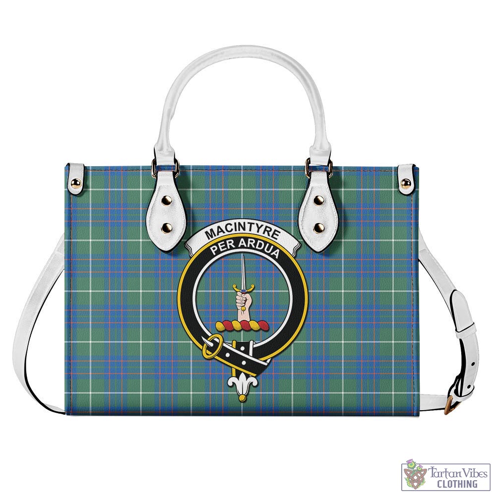 Tartan Vibes Clothing MacIntyre Hunting Ancient Tartan Luxury Leather Handbags with Family Crest