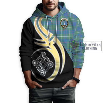 MacIntyre Hunting Ancient Tartan Hoodie with Family Crest and Celtic Symbol Style