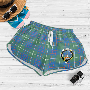 MacIntyre Hunting Ancient Tartan Womens Shorts with Family Crest