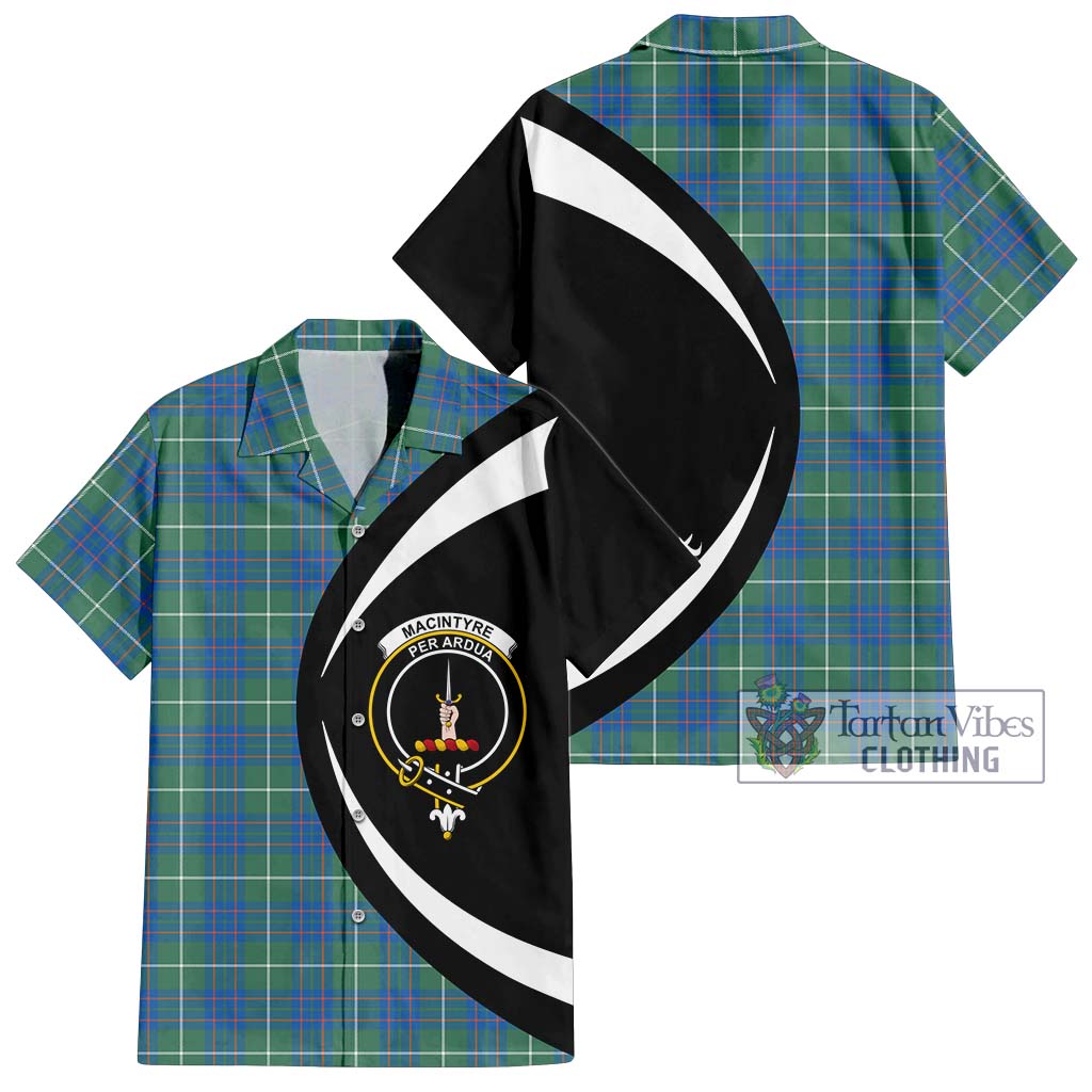 MacIntyre Hunting Ancient Tartan Short Sleeve Button Up with Family Crest Circle Style Kid - Tartan Vibes Clothing