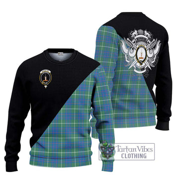 MacIntyre Hunting Ancient Tartan Ugly Sweater with Family Crest and Military Logo Style