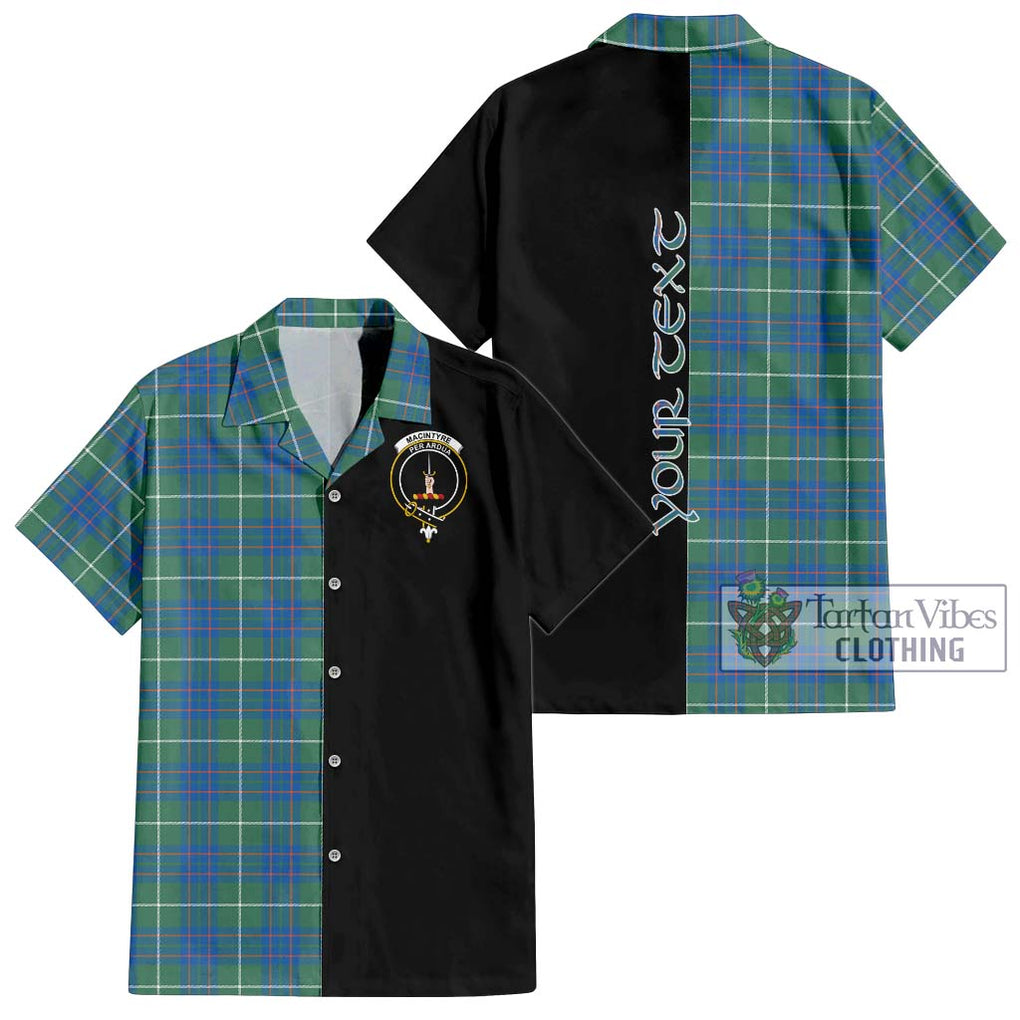 MacIntyre Hunting Ancient Tartan Short Sleeve Button Shirt with Family Crest and Half Of Me Style Kid - Tartanvibesclothing Shop