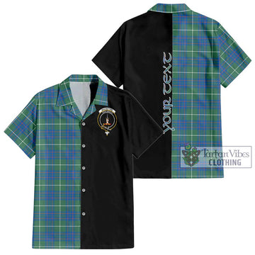 MacIntyre Hunting Ancient Tartan Short Sleeve Button Shirt with Family Crest and Half Of Me Style