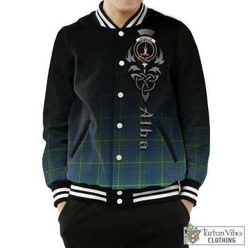 MacIntyre Hunting Ancient Tartan Baseball Jacket Featuring Alba Gu Brath Family Crest Celtic Inspired