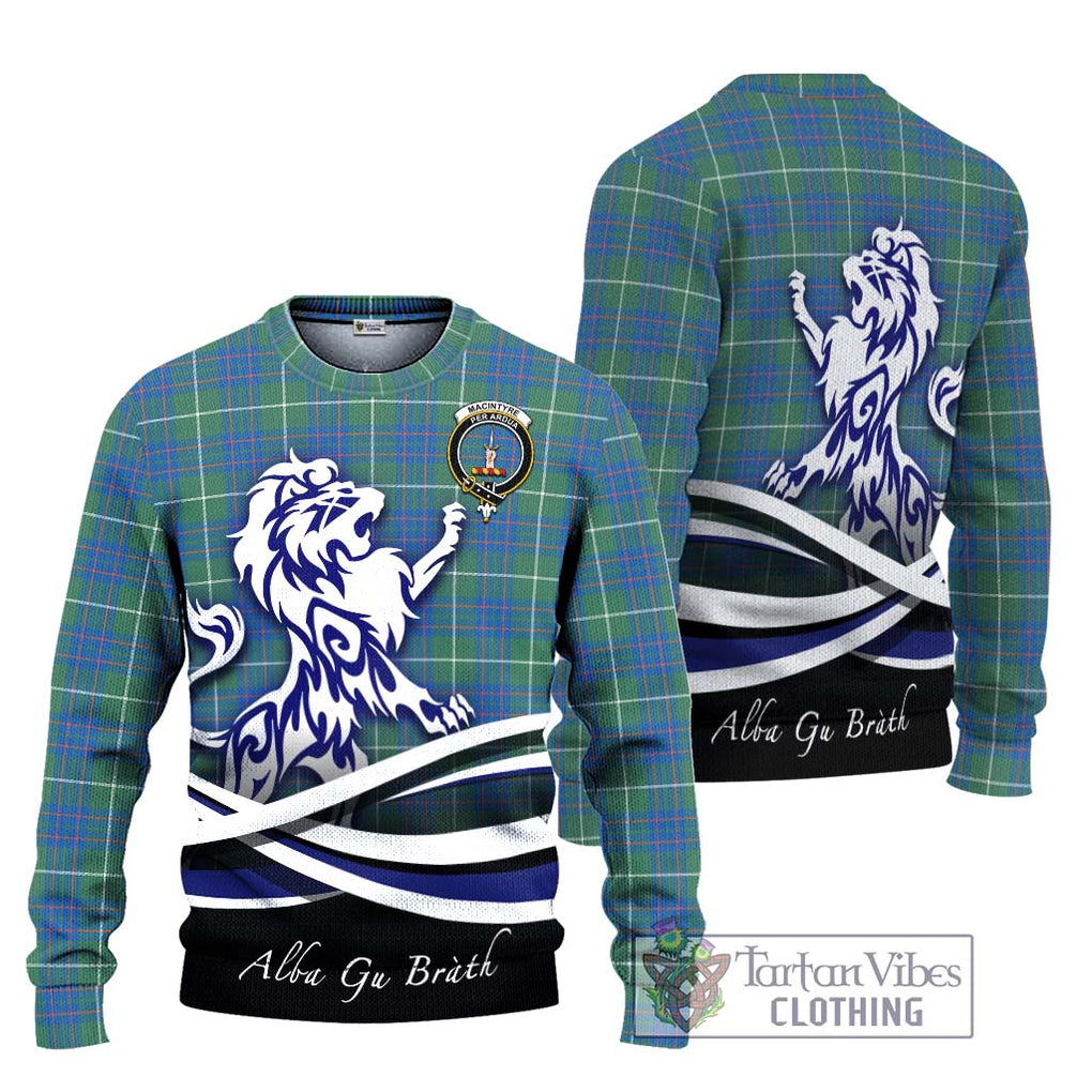 MacIntyre Hunting Ancient Tartan Knitted Sweater with Alba Gu Brath Regal Lion Emblem Unisex - Tartanvibesclothing Shop