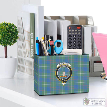 MacIntyre Hunting Ancient Tartan Pen Holder with Family Crest