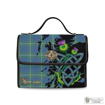 MacIntyre Hunting Ancient Tartan Waterproof Canvas Bag with Scotland Map and Thistle Celtic Accents