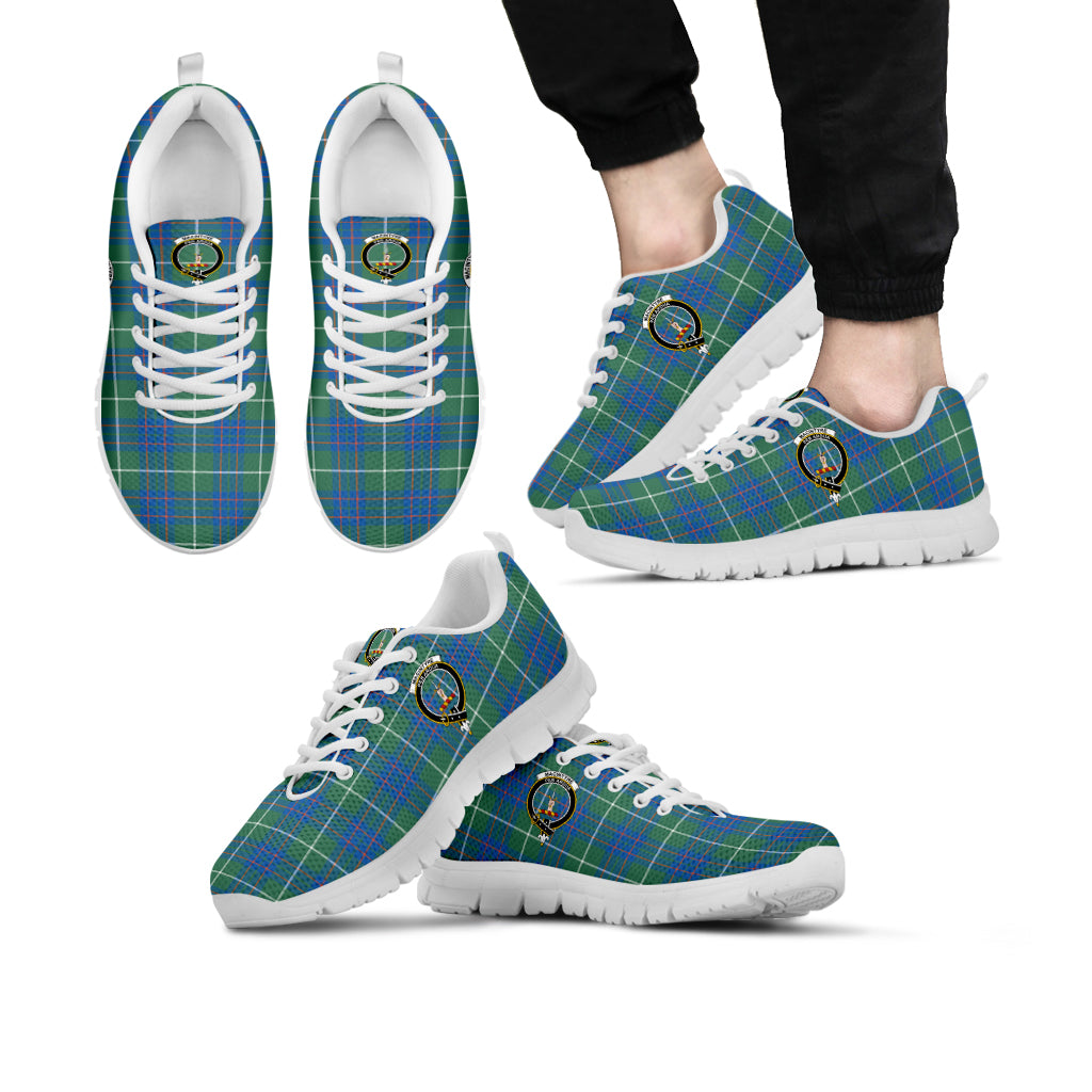 MacIntyre Hunting Ancient Tartan Sneakers with Family Crest Kid's Sneakers - Tartan Vibes Clothing