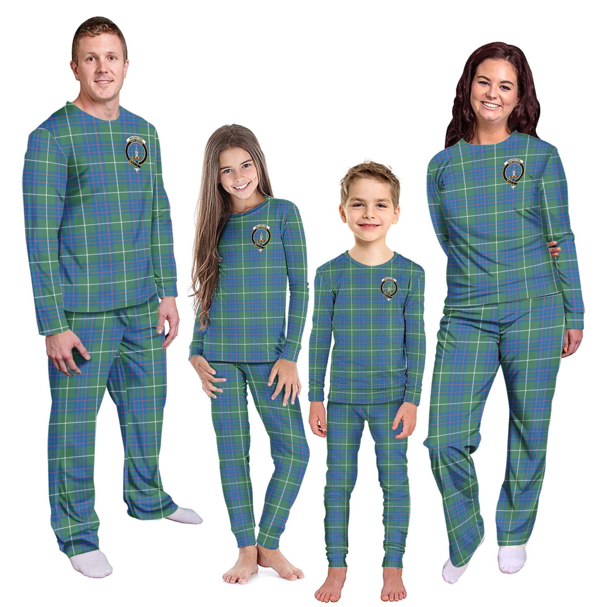 MacIntyre Hunting Ancient Tartan Pajamas Family Set with Family Crest - Tartanvibesclothing