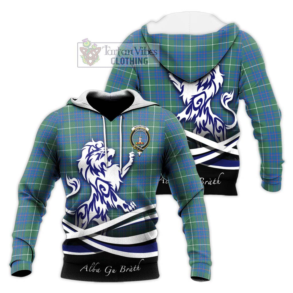 MacIntyre Hunting Ancient Tartan Knitted Hoodie with Alba Gu Brath Regal Lion Emblem Unisex Knitted Pullover Hoodie - Tartanvibesclothing Shop